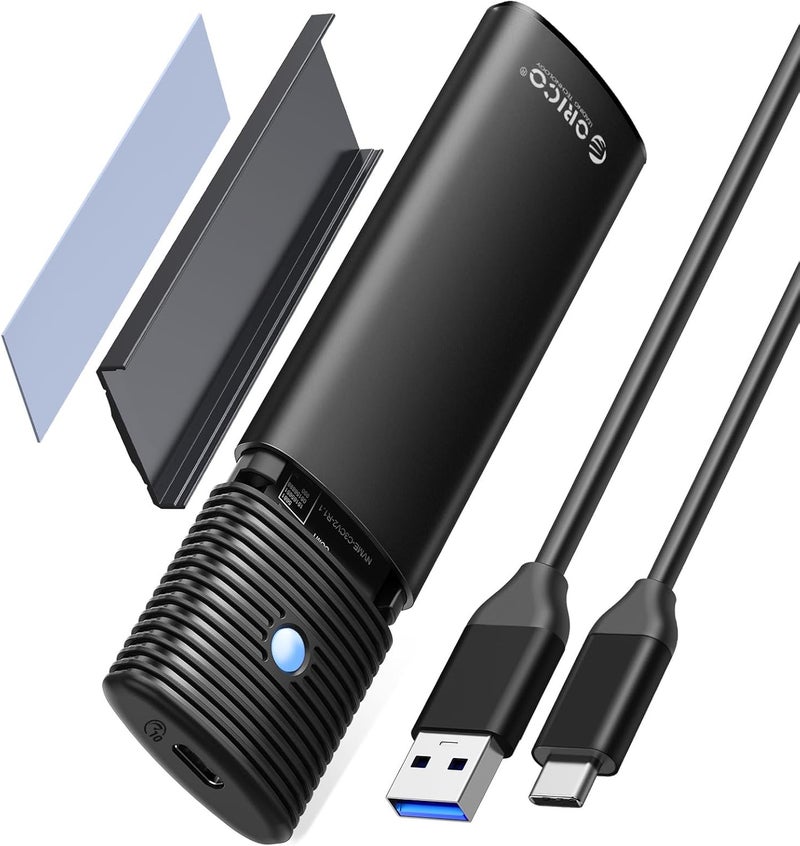 Orico M.2 NVMe SATA SSD Enclosure Adapter Tool-Free, USB C 3.2 Gen 2 10Gbps NVMe, 5Gbps NGFF SATA PCIe M-Key(B+M Key) 2230/2242/2260/2280, Aluminum External M2 Reader Support UASP Trim- BK(G2A) - Image 1